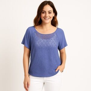 HEARTS Lavender Purple Lace Bodice Tee Size M